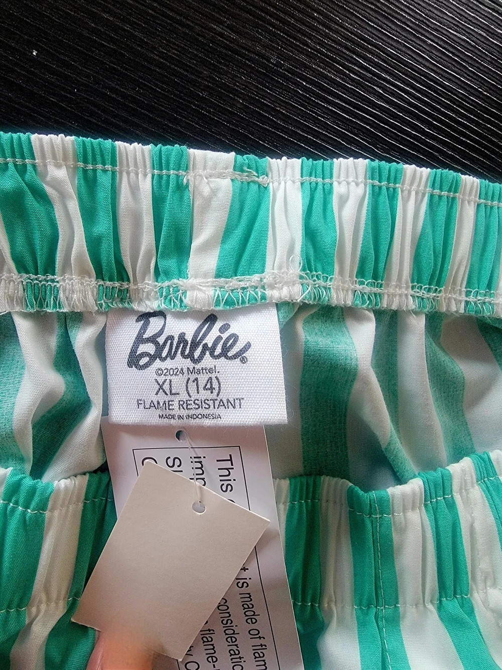 Barbie Pink Tee with Green Striped Tennis Shorts Pajama Set Size XL (14)